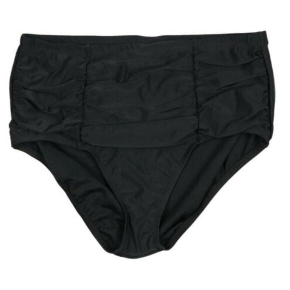 Island Escape Solid BLACK Plus Size High-Waist Bikini Swim Bottom US 22W 3X - Picture 3 of 4